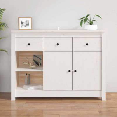 vidaXL Komoda biela 100x35x74 cm borovicový masív