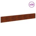 vidaXL Obrubník trávnika 30 ks 100 x 15 cm Oceľ Hrdzavý