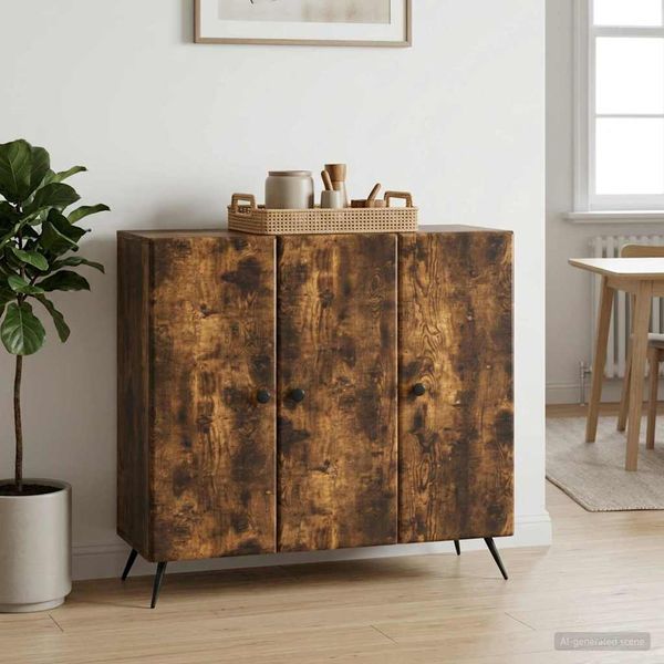 vidaXL Servírovacia skriňa Dymový dub 89 x 34,5 x 80 cm