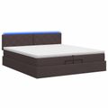 vidaXL Ottoman posteľ s matracom a LED Tmavohnedá 200 x 200 cm Látka