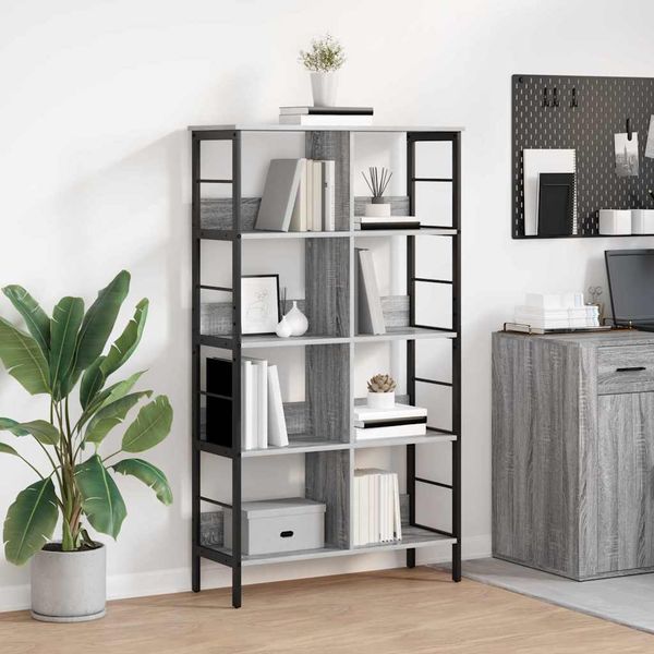 vidaXL Regál na knihy Sivý Sonoma 82 x 32 x 144,5 cm Kompozitné drevo
