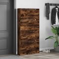 vidaXL Botník so 4 výklopnými zásuvkami dymový dub 80x21x163,5 cm