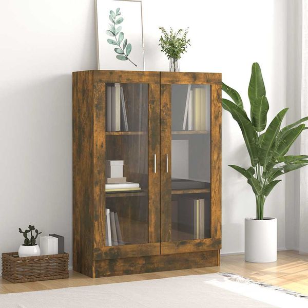 vidaXL Vitrína dymový dub 82,5x30,5x115 cm spracované drevo