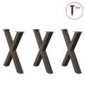 vidaXL Nohy k jedálenskému stolu v tvare X, 3 ks, prírodná oceľ, 80 x (72-73) cm, oceľ