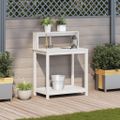 vidaXL Stôl na presádzanie s policami biely 82,5x50x109,5 cm borovica