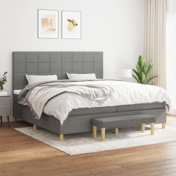 vidaXL Boxspring posteľ s matracom tmavosivá 200x200 cm látka