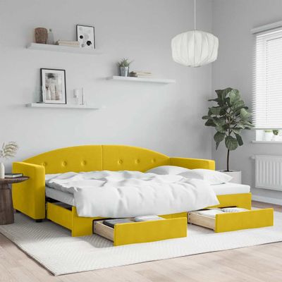 vidaXL Rozkladacia denná posteľ s matracmi žltá 80x200 cm zamat