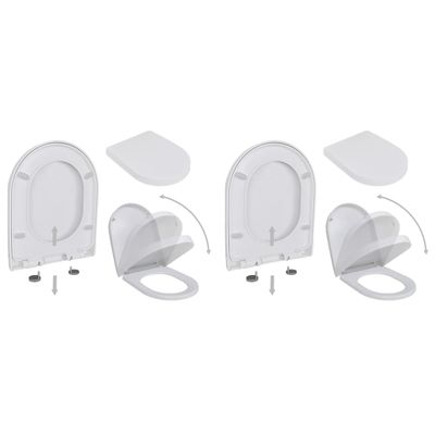 vidaXL WC sedadlá s pomalým sklápaním 2 ks, plast, biele