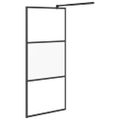 vidaXL Sprchová zástena 90x195 cm polopriehľadné ESG sklo čierna