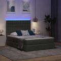 vidaXL LED úložná posteľ s matracom Tmavosivá 140 x 190 cm Látka