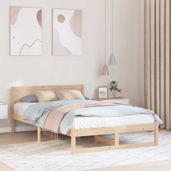 vidaXL Rám postele Prírodná 120 x 190 cm Masívne borovicové drevo