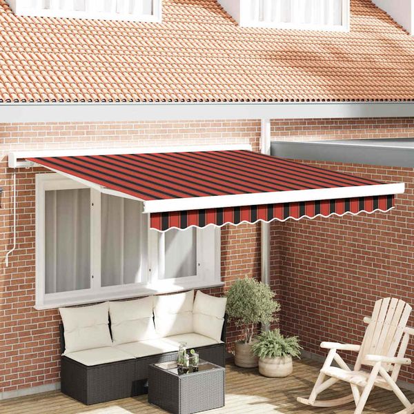 vidaXL Sklopná markíza Červená a čierna 300 x 250 cm Plátno a hliník