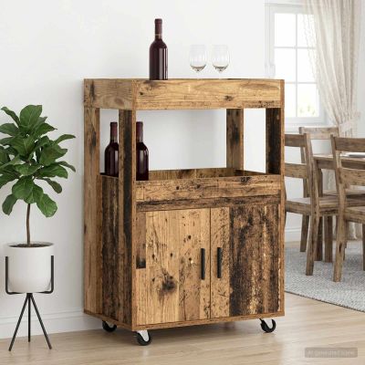 vidaXL Barový vozík Staré drevo 60 x 39.5 x 89 cm Kompozitné drevo
