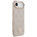 Guess Case Magsafe 4G PU kožené puzdro s trojuholníkovým logom a zlatým kovovým rámom fotoaparátu pre iPhone 17 Air ružové