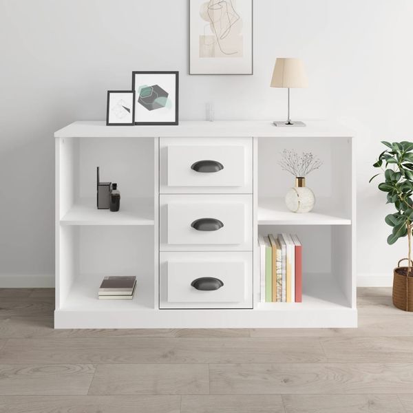 vidaXL Komoda vysoký lesk biela 104,5x35,5x67,5 cm kompozitné drevo