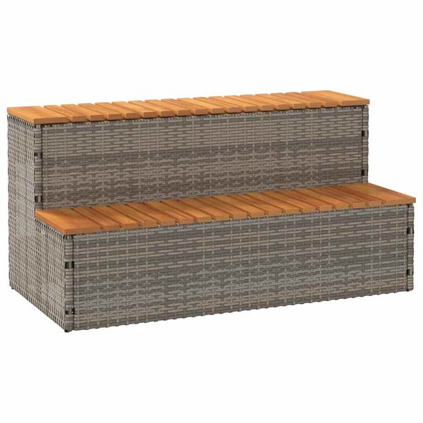 VidaXL vírivka Step sivý 100x50x50,5 cm polyratan a masívna akácia