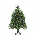 vidaXL Vianočný stromček s 150 LED-i so stojanom Zelená 120 cm PE