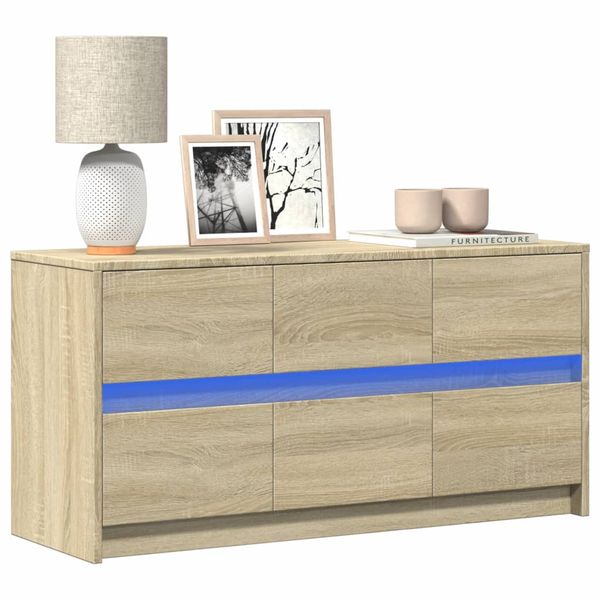 vidaXL TV stolík s LED dub sonoma 100x34x50 cm kompozitné drevo