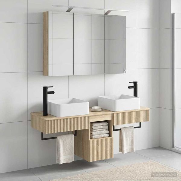 vidaXL Set kabinetov do kúpeľne 4 pcs Dub sonoma 100 x 14,5 x 70 cm