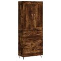 vidaXL Vysoká skrinka dymový dub 69,5x34x180 cm spracované drevo
