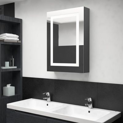 vidaXL LED kúpeľňová zrkadlová skrinka sivá 50x13x70 cm
