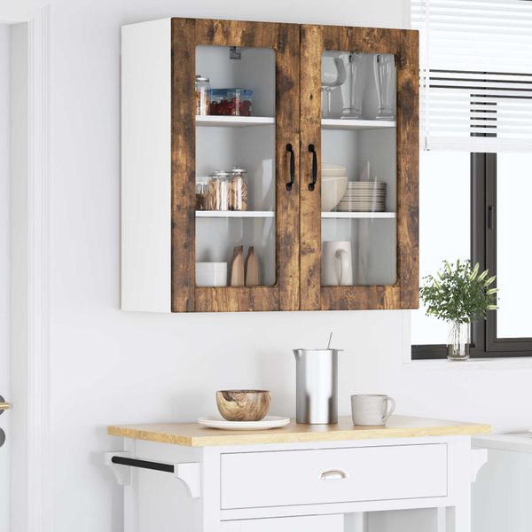 vidaXL Nástenný sklenený kabinet LUCCA 2 pcs Dymový dub