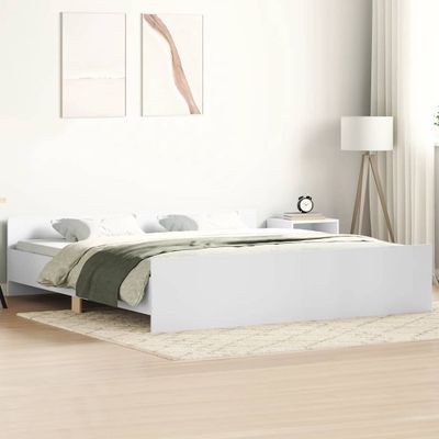 vidaXL Posteľný rám s predným a zadným čelom, biely 200x200 cm