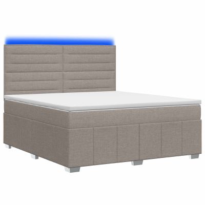 vidaXL LED boxspring posteľ s matracom Sivohnedá 140 x 200 cm Látka