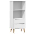vidaXL Knižnica MOLDE, biela 60x35x133,5 cm, borovicový masív