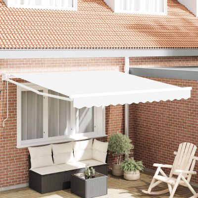 vidaXL Sklopná markíza Biela 350 x 250 cm Polyester a kov