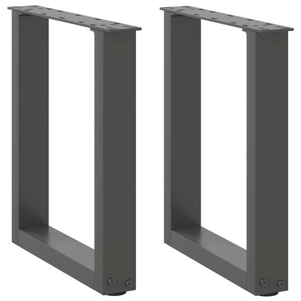 vidaXL Nohy konferenčného stolíka v tvare U, 2 ks, antracitové, 28 x (42-43) cm, oceľ