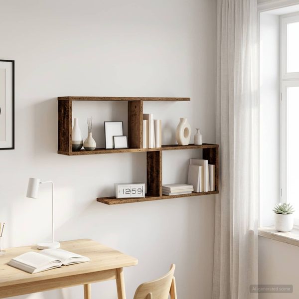 vidaXL Stenná polica Staré drevo 100 x 12 x 50,5 cm Kompozitné drevo