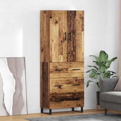 vidaXL Highboard so zásuvkou 2 pcs Staré drevo 69,5 x 34 x 180 cm