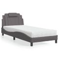 vidaXL Posteľ Viana s matracom sivá 90x190 cm umelá koža
