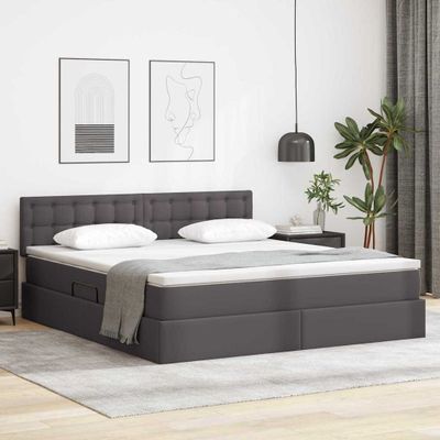 vidaXL Postel s úložným prostorem a matrací Sivá 180 x 200 cm