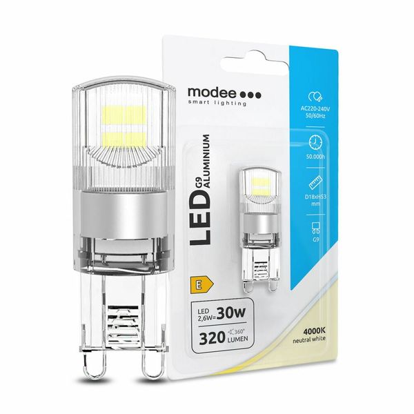 Modee LED žiarovka G9 Aluminium 2,6W neutrálna biela (ML-G9A4000K2,6WNB1)