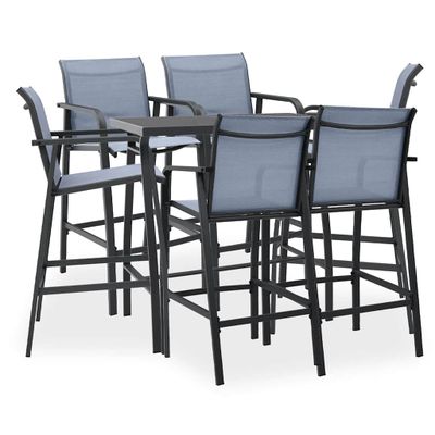 vidaXL 7-dielna záhradná barová súprava čierno-sivá