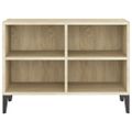 vidaXL TV stolík kovové nohy dub sonoma 69,5x30x50 cm