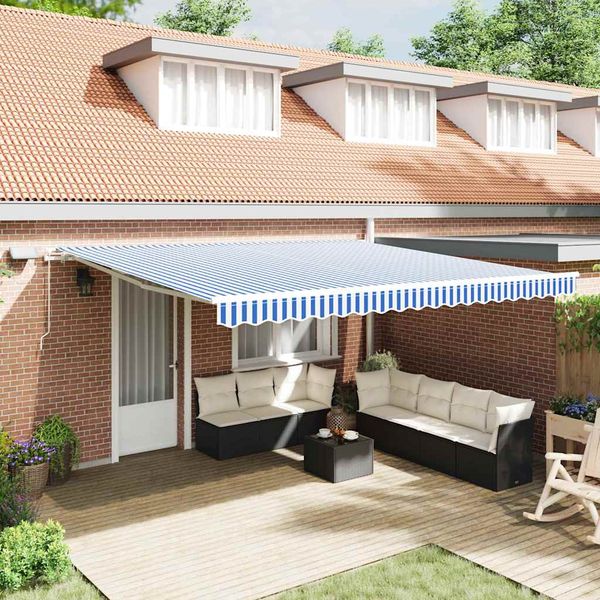 vidaXL Zatemniteľná markíza Modrá a biela 450 × 300 cm