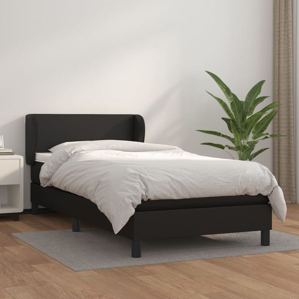 vidaXL Boxspring posteľ s matracom čierna 90x200 cm umelá koža