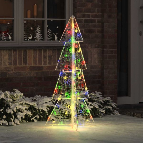 vidaXL Vianočný stromček s 100 LED-i Viacfarebný 120 cm Akryl