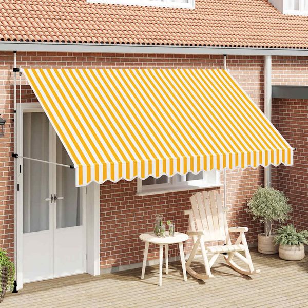 vidaXL Ručne zaťahovacia markíza 350 cm, oranžovo biele pásiky