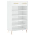 vidaXL Botník lesklý biely 60x35x105 cm spracované drevo