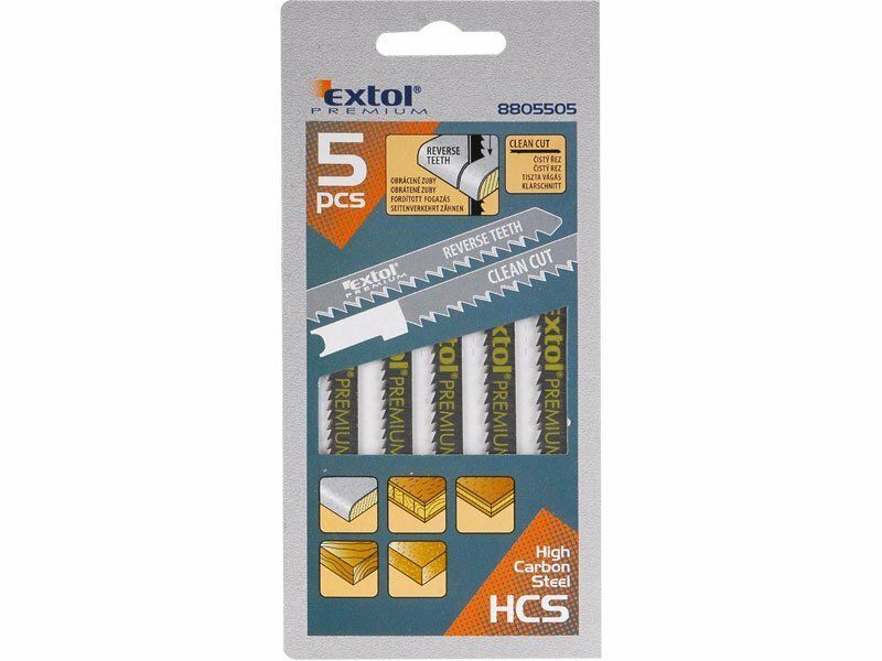 Plátky do přímočaré pily 5ks, 75x2,5mm, úchyt UNIVERSAL, HCS EXTOL-PREMIUM