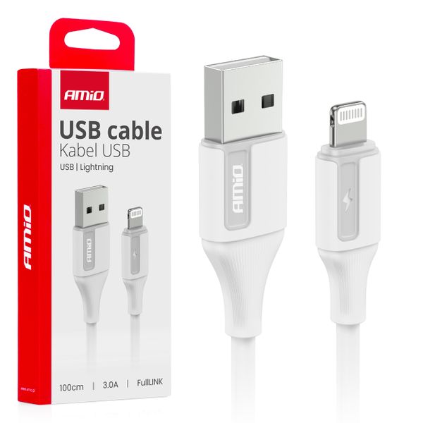 Kábel na nabíjanie USB-A iPhone 3A 100cm FullLINK AMiO-03919