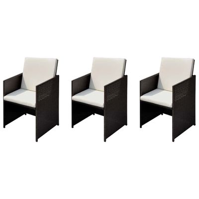 vidaXL Záhradné kreslá 3 pcs Hnedá 56 x 52 x 87 cm Poly ratan