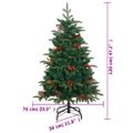 vidaXL Umelý výklopný vianočný stromček so šiškami a bobuľami 120 cm