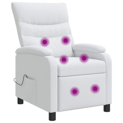 vidaXL Masážne relaxačné kreslo Biela Látka