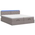 vidaXL Ottoman posteľ s matracom a LED Sivohnedá 160 x 200 cm Látka