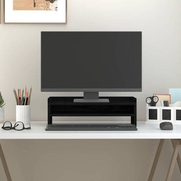 vidaXL Stojan na monitor čierny 50x24x16 cm masívna borovica